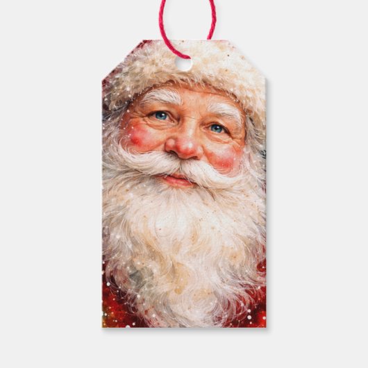 Vrolijk Kerstmis Sint Portret Cadeaulabel (Voorkant)
