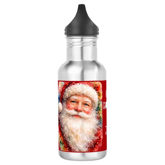 Vrolijk Kerstmis Sint Portret Waterfles (Links)