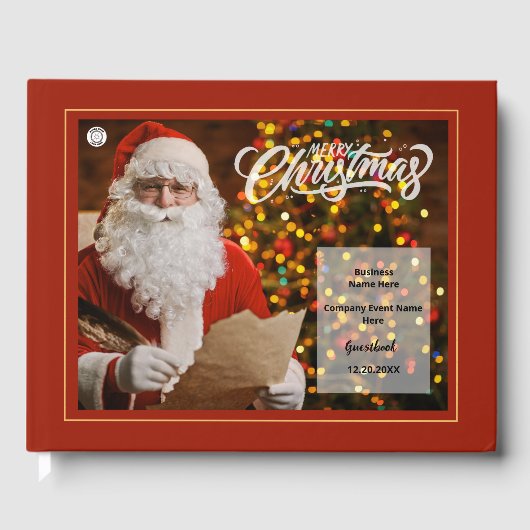 Vrolijk Kerstmis Sinterklaas Business Logo Custom Gastenboek (Voorkant)