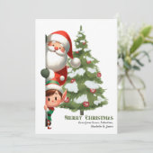 Vrolijk Kerstmis Sinterklaas en Elf gepersonalisee Feestdagenkaart (Staand voorkant)