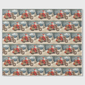Vrolijk Kerstmis Sinterklaas op Motorfiets Cadeaupapier (Vlak)