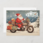 Vrolijk Kerstmis Sinterklaas op Motorfiets Feestdagenkaart (Voorkant / Achterkant)