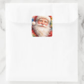 Vrolijk Kerstmis Sinterklaas Portret Vierkante Sticker (Tas)
