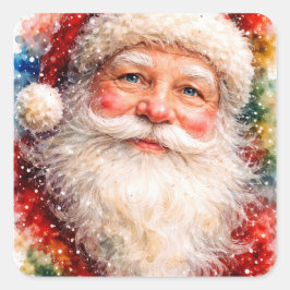 Vrolijk Kerstmis Sinterklaas Portret Vierkante Sticker