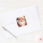 Vrolijk Kerstmis Sinterklaas Portret Vierkante Sticker (Envelop)