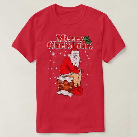 Vrolijk Kerstmis Sinterklaas Schoorsteen Poep T-shirt (Design voorkant)