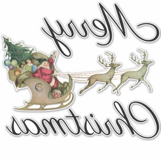 Vrolijk Kerstmis Sinterklaas Sleigh Venster Decal Sticker (Voorkant)
