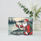Vrolijk Kerstmis Sinterklaas Vist Vis Feestdagenkaart (Staand voorkant)