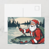 Vrolijk Kerstmis Sinterklaas Vist Vis Feestdagenkaart (Voorkant / Achterkant)