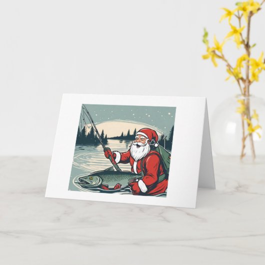 Vrolijk Kerstmis Sinterklaas Vist Vis Kaart (Gele Bloem)