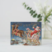 Vrolijk Kerstmis Sinterklaas Waterverf Feestdagenkaart (Staand voorkant)