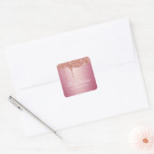 Vrolijk Kerstmis Smelten Meisje Roze Sparkles Vierkante Sticker (Envelop)