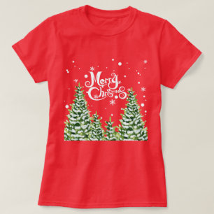 Vrolijk Kerstmis Sneeuw Bomen Kerstmis T-shirt