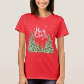Vrolijk Kerstmis Sneeuw Bomen Kerstmis T-shirt (Voorkant)