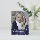 Vrolijk Kerstmis Sneeuw Borstel Script FOTO Groet Briefkaart (Staand voorkant)