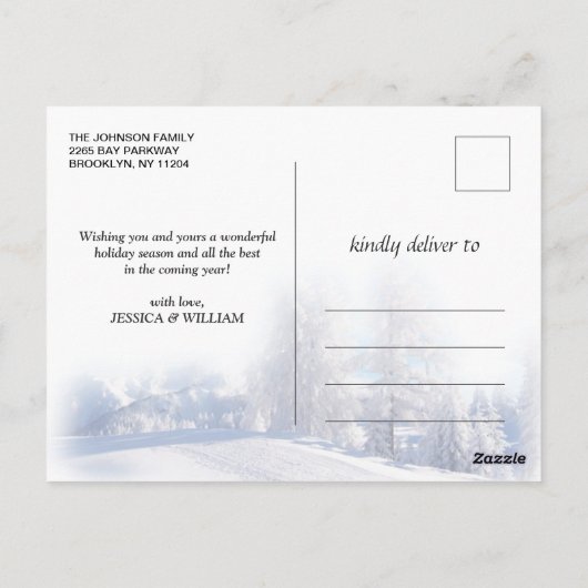 Vrolijk Kerstmis Sneeuw Borstel Script FOTO Groet Briefkaart (Achterkant)