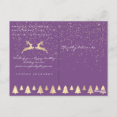 Vrolijk Kerstmis Sneeuw Paarse Gouden Foto Glitter Briefkaart (Achterkant)