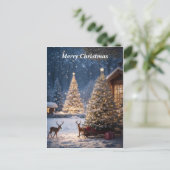 Vrolijk Kerstmis Sneeuw Scène briefkaart (Staand voorkant)