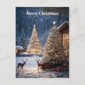 Vrolijk Kerstmis Sneeuw Scène briefkaart (Voorkant)