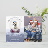 Vrolijk Kerstmis Sneeuw Wereldbol Waterverf Hond F (Staand voorkant)