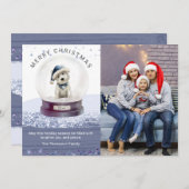 Vrolijk Kerstmis Sneeuw Wereldbol Waterverf Hond F (Voorkant / Achterkant)