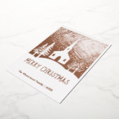 Vrolijk Kerstmis Sneeuw Winter Kerk gepersonalisee Folie Feestdagenkaart (Gedraaid)