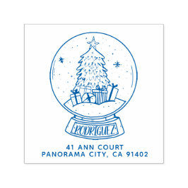 Vrolijk Kerstmis Sneeuwbal Boom Retouradres Zelfinktende Stempel