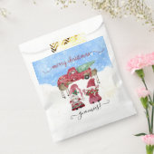 Vrolijk Kerstmis Sneeuwkabouter Rode Vrachtwagen W Bedankzakje (Gezegeld)