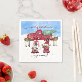 Vrolijk Kerstmis Sneeuwkabouter Rode Vrachtwagenbo Servet (Insitu)