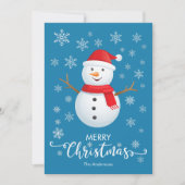 Vrolijk Kerstmis Sneeuwman Blauw Kerstmis Kaart (Voorkant)