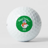 Vrolijk Kerstmis Sneeuwman Custom Golf Ball Golfballen (Voorkant)