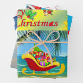 Vrolijk Kerstmis Sneeuwman Strand Bum Santa Inpakpapier Vel (In situ)