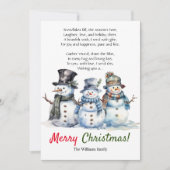 Vrolijk Kerstmis Sneeuwman Vakantie Gedicht Wenska Aankondiging (Voorkant)