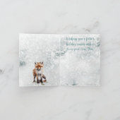 Vrolijk Kerstmis Sneeuwrijke Winter Rode Vos Cubs Feestdagen Kaart (Binnen)