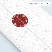 Vrolijk Kerstmis Sneeuwvlok Elegant Modern Rood Ronde Sticker