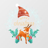 Vrolijk Kerstmis Sneeuwvlok Krans Raindeer Door Raamsticker (Vel)