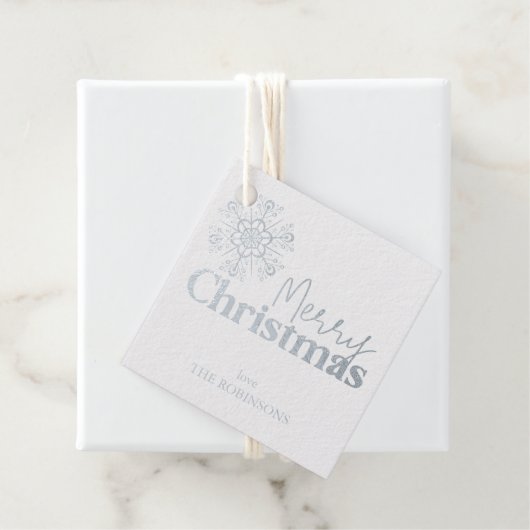 Vrolijk Kerstmis Sneeuwvlok Naam Goud of Zilveren  Bedankjes Labels (Met doos)