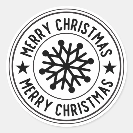 Vrolijk Kerstmis Sneeuwvlok Ronde Seal Ronde Sticker (Voorkant)