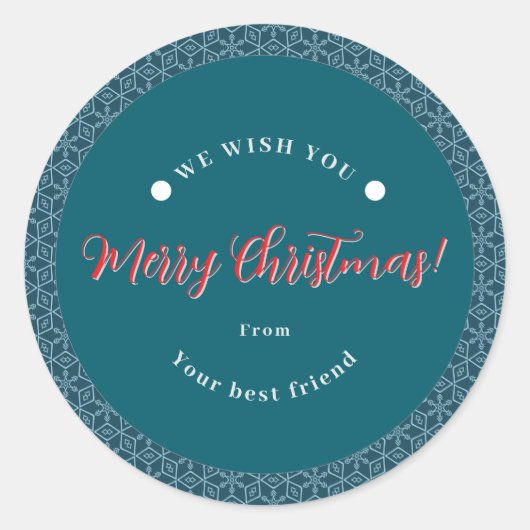 Vrolijk Kerstmis Sneeuwvlok Sticker (Voorkant)