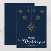 Vrolijk Kerstmis Sneeuwvlokken Blauw Kerstmis Kaar Feestdagenkaart (Voorkant / Achterkant)
