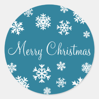 Vrolijk Kerstmis Sneeuwvlokken Envelop Sticker Sea