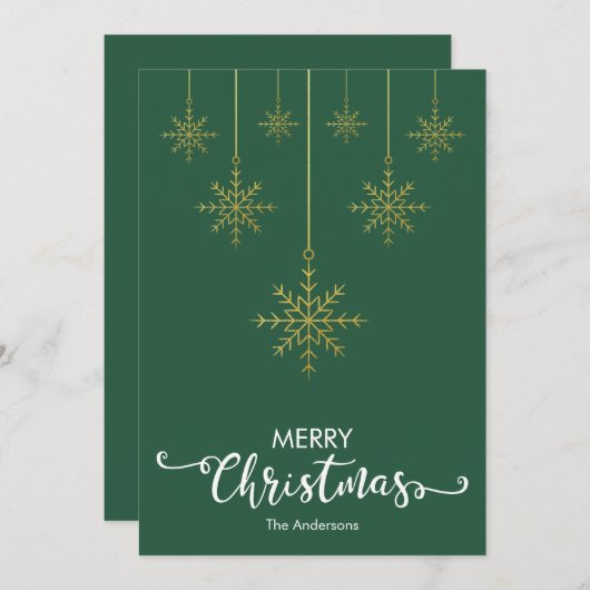 Vrolijk Kerstmis Sneeuwvlokken Groene Kerstmis Kaa Feestdagenkaart (Voorkant / Achterkant)