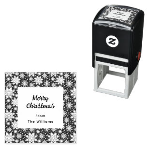 Vrolijk Kerstmis Sneeuwvlokken Patroon Zelfinktende Stempel