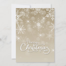 Vrolijk Kerstmis Sneeuwvlokken Wit beige Groet Feestdagenkaart
