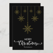 Vrolijk Kerstmis Sneeuwvlokken Zwart Kerstmis Kaar Feestdagenkaart (Voorkant / Achterkant)