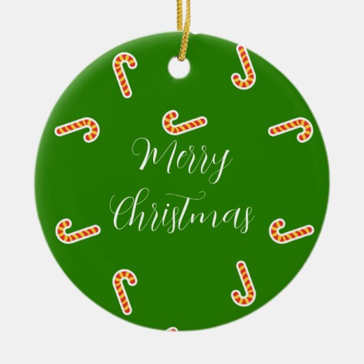 Vrolijk Kerstmis snoepjes groen Keramisch Ornament (Voorkant)