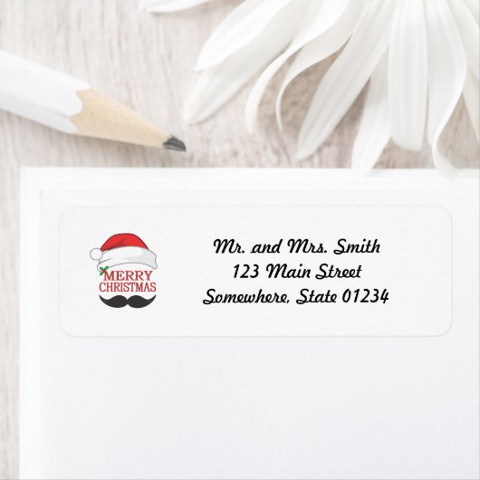 Vrolijk Kerstmis snor retour label (Insitu)
