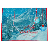 Vrolijk Kerstmis Snowy Village Large Cadeautasje (Voorkant)