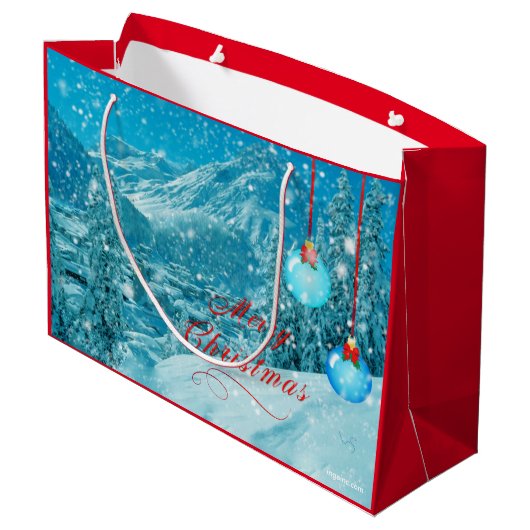 Vrolijk Kerstmis Snowy Village Large Cadeautasje (Achterkant Gekanteld)