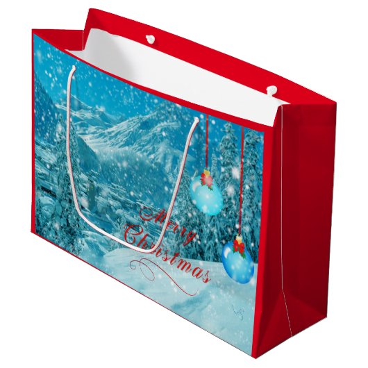 Vrolijk Kerstmis Snowy Village Large Cadeautasje (Voorkant Gekanteld)